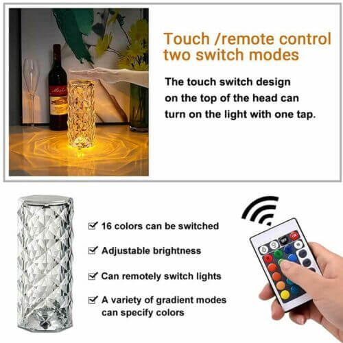 Crystal Table Rose Lamp - Image 7